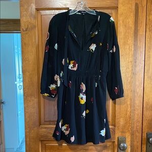 Madewell Painted Floral Black Dress
